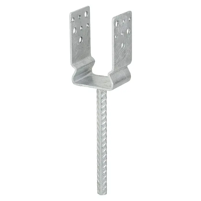 Stabilit Stützenschuh - L x B x H: 71 x 60 x 125 mm, Stahl - Ein verzinkter Pfostenträger mit Betonfuß für sichere Befestigung von Holzkonstruktionen im Außenbereich.