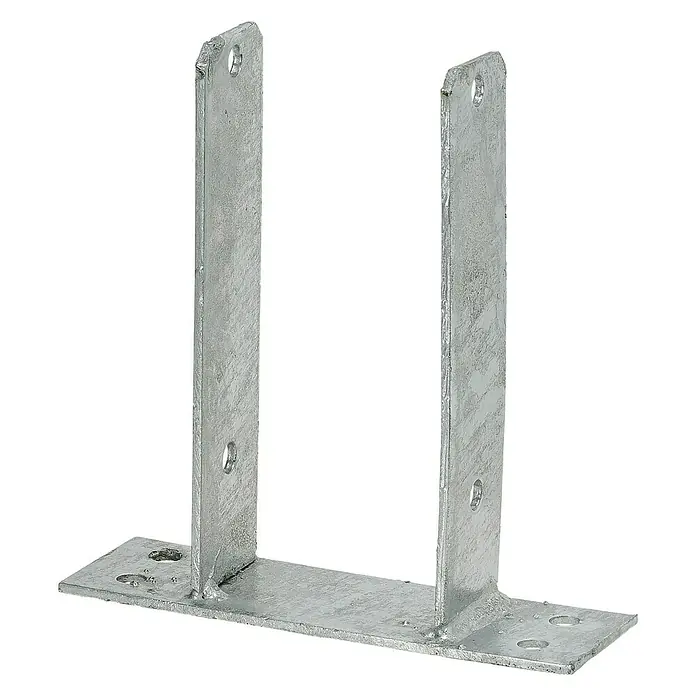 Stabilit Schwerer Stützenschuh - L x B x H: 101 x 200 x 200 mm, Stahl - Ein verzinkter Pfostenträger in U-Form zur sicheren Befestigung von Holzpfosten, ideal für den Außenbereich.