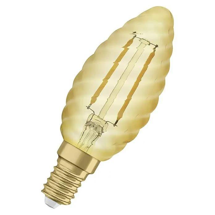 Osram LED-Lampe Vintage Edition 1906 Tropfenform E14 CLBW22 - E14, Nicht Dimmbar, Warmweiß, 220 lm, 2,5 W - Nahaufnahme einer dekorativen LED-Filament-Glühbirne im Vintage-Stil, die warmes, stimmungsvolles Licht für Akzentbeleuchtung bietet.