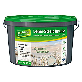 Baufan Pronatur Enlucido de arcilla (Blanca natural, 18 kg, Tamaño de grano: Fino)