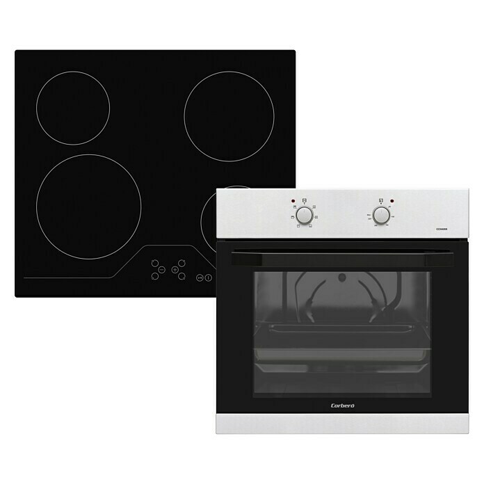 Corberó Set de horno empotrado CCHEV602X (Horno: 6 tipos de calentamiento,  Zona de cocción: 4 zonas de cocción, Negro)