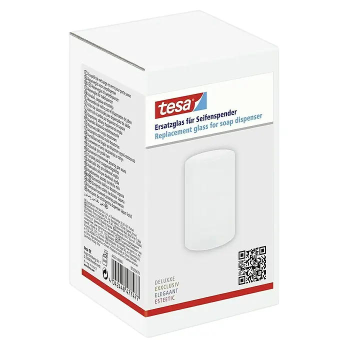Tesa Ersatzglas Seifenspender - Glas, Satiniert - Bild einer Tesa-Verpackung für ein Ersatzglas für einen Seifenspender.