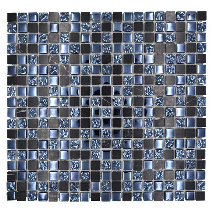 Mosaikfliese Quadrat Mix XCM M860 (32,2 x 30,5 cm, Schwarz, Glänzend)