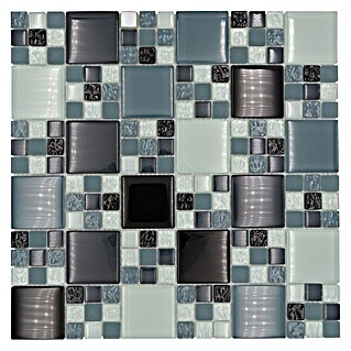Mozaik pločica Crystal Mix XCM 8565 (30 x 30 cm, Siva-crna-zelena, Sjaj)