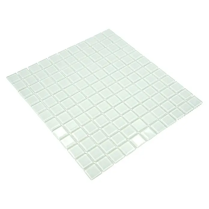 Mosaikfliese Quadrat Crystal Uni CM 4040 - 32,7 x 30,2 cm, Weiß, Glänzend - Quadratische, glänzende Mosaikfliese in einem hellen Farbton, ideal für die Gestaltung von Küchen oder Bädern. Sie verleiht Räumen einen modernen Look.
