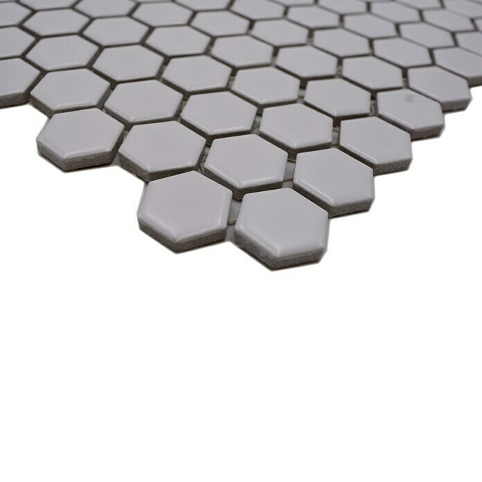 Mosaikfliese Hexagon Uni HX 055 (26 x 30 cm, Weiß, Matt)