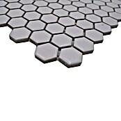 Mosaikfliese Hexagon Uni HX 055 (26 x 30 cm, Weiß, Matt)