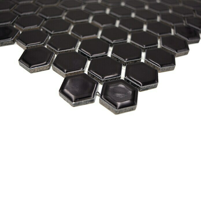 Mozaik pločica Hexagon Uni HX 060  (26 x 30 cm, Crne boje, Sjaj) | BAUHAUS