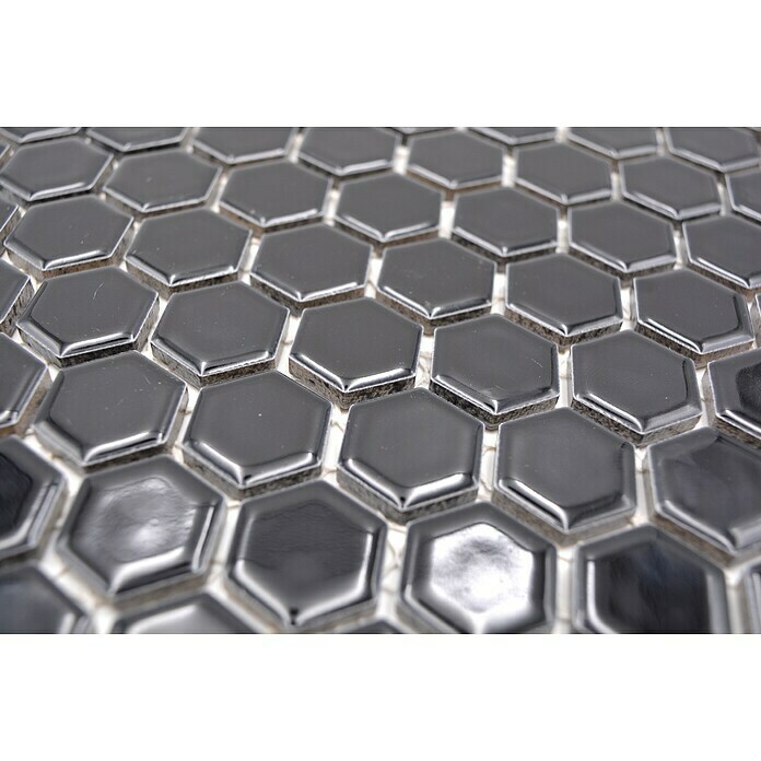 Mozaik pločica Hexagon Uni HX 060  (26 x 30 cm, Crne boje, Sjaj) | BAUHAUS