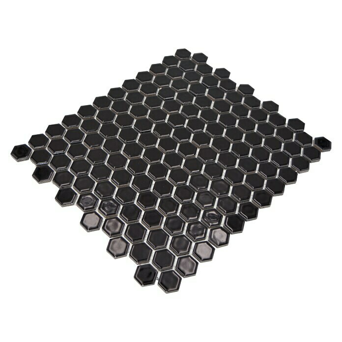 Mozaik pločica Hexagon Uni HX 060  (26 x 30 cm, Crne boje, Sjaj) | BAUHAUS