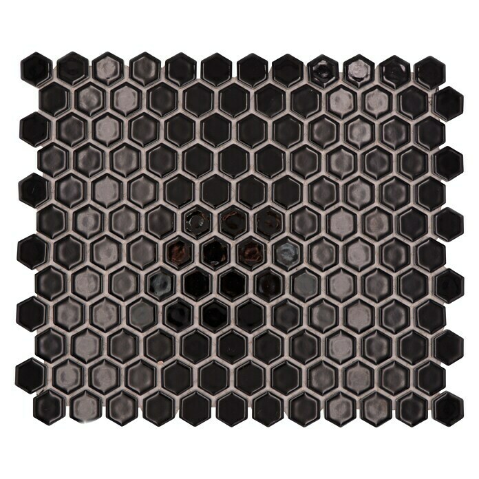 Mozaik pločica Hexagon Uni HX 060  (26 x 30 cm, Crne boje, Sjaj) | BAUHAUS