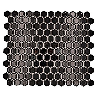Mozaik pločica Hexagon Uni HX 060 (26 x 30 cm, Crne boje, Sjaj)