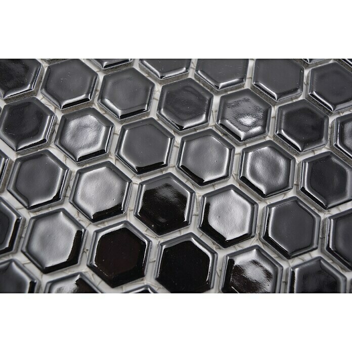 Mozaik pločica Hexagon Uni HX 060  (26 x 30 cm, Crne boje, Sjaj) | BAUHAUS