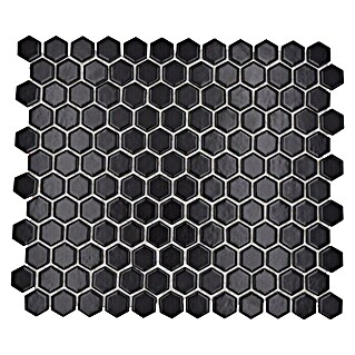 Mozaik pločica Hexagon Uni HX 065 (26 x 30 cm, Crne boje, Mat)