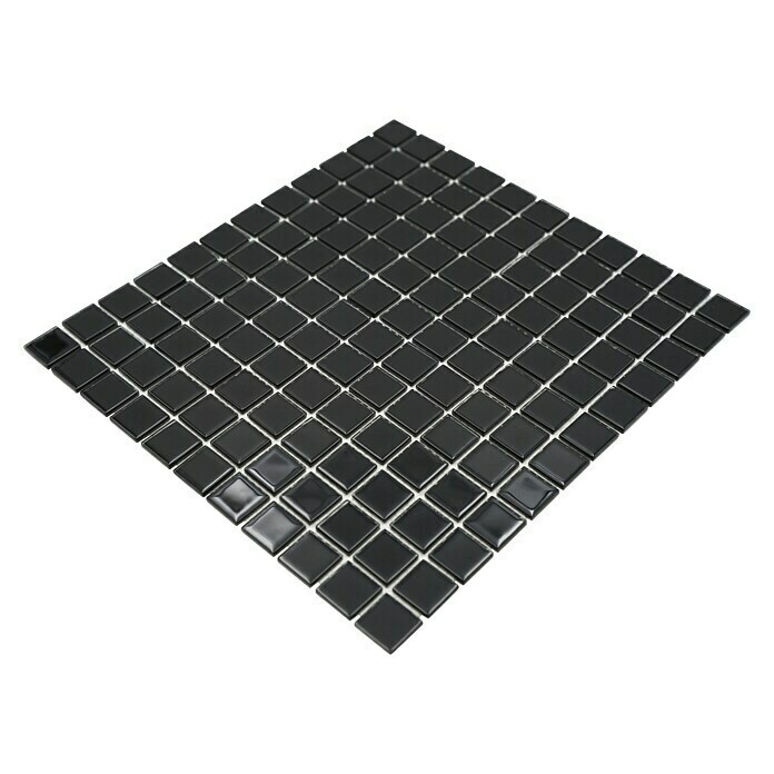 Mosaikfliese Quadrat Crystal Uni CM 4050 (32,7 x 30,2 cm, Schwarz, Glänzend)