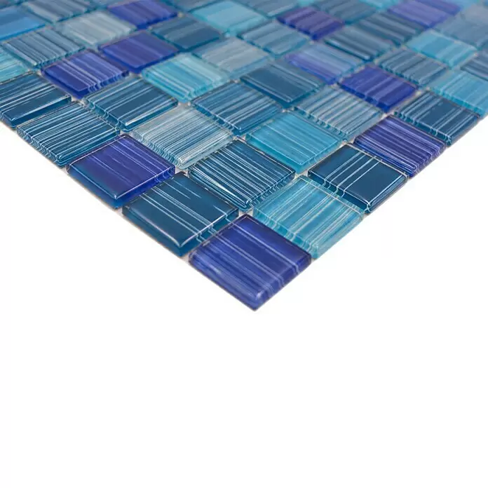 Mosaikfliese Quadrat Crystal CM 4285 - 32,7 x 30,2 cm, Blau, Glänzend - Detailaufnahme