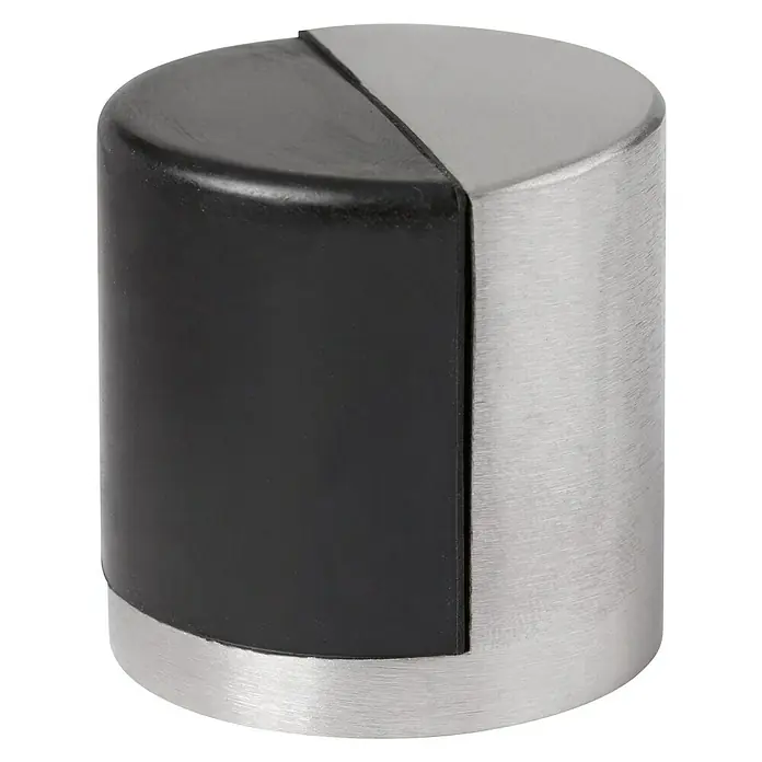 Türstopper Inox 40x40 mm - Ø x H: 40 x 40 mm, Montageart: Schrauben, Silber/Schwarz - Zylindrischer Türstopper aus Edelstahl und Gummi, ideal zum Schutz von Türen und Wänden vor Beschädigungen durch Aufprall.