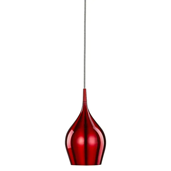 Searchlight Lámpara colgante Vibrant - 40 W, L x An x Al: 12 x 12 x 142 cm, Rojo, E14, 120 mm - Elegante lámpara colgante roja con textura a rayas y cable plateado, ideal para interiores modernos.
