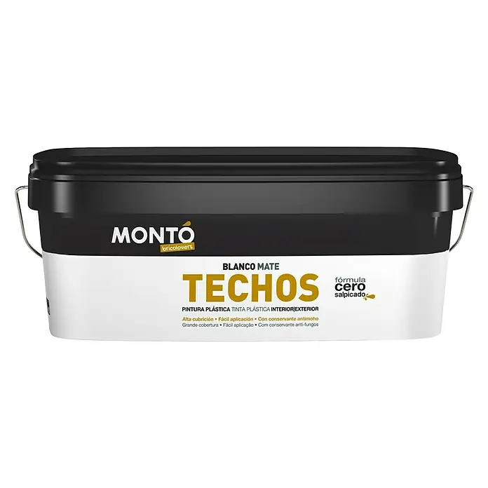 Montó Bricolovers Pintura para paredes Techos - Blanco, Mate, 2,5 l - Pintura blanca mate para techos de Montó Bricolovers, ideal para interior y exterior. Alta cubrición, fácil aplicación y con conservante antimoho.