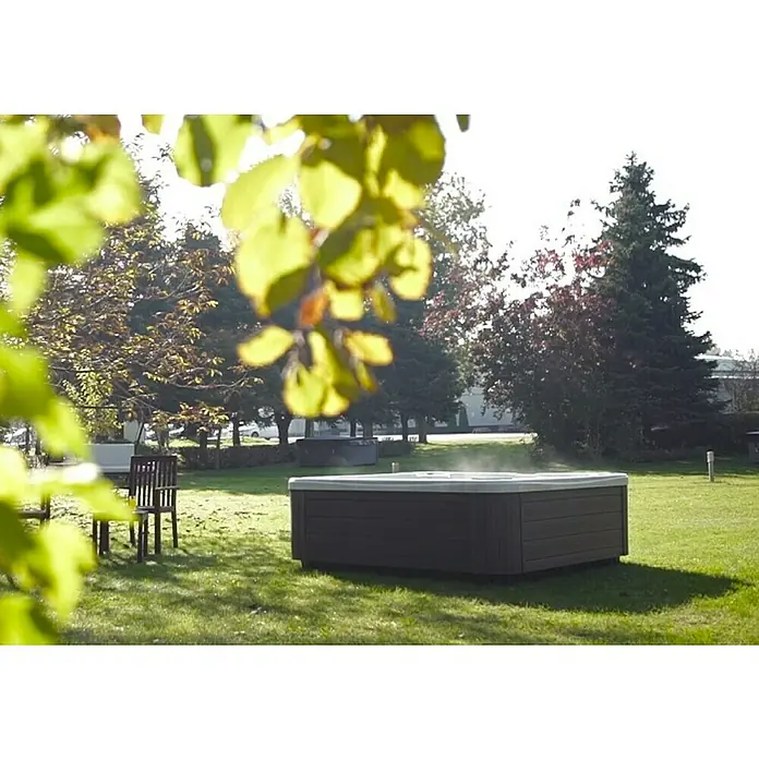 Camargue Außen-Whirlpool Havana 2 + Gratis Treppe - 200 x 200 x 91 cm, Grau/Weiß, Max. Personenzahl: 6 - Entspannen Sie sich im luxuriösen Whirlpool im Freien. Der Whirlpool ist aus hochwertigen Materialien gefertigt und bietet Platz für mehrere Personen.