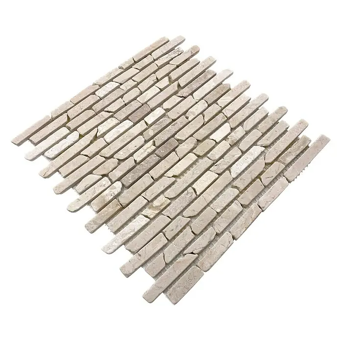 Mosaikfliese MOS BRICK 105 - 30,5 x 30,5 cm, Beige, Matt - Rechteckige Mosaikfliesen aus Naturstein in Beige, ideal für eine stilvolle Wand- oder Bodenverkleidung. Diese Fliesen verleihen jedem Raum eine elegante Note.
