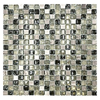 Mozaïektegel vierkant glas Mix XIC 1052 (30,5 x 30,5 cm, Grijs, Glanzend)