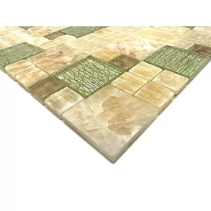 Mosaikfliese Crystal Mix XCM MC649 - 30 x 30 cm, Beige/Braun, Glänzend - Detailaufnahme