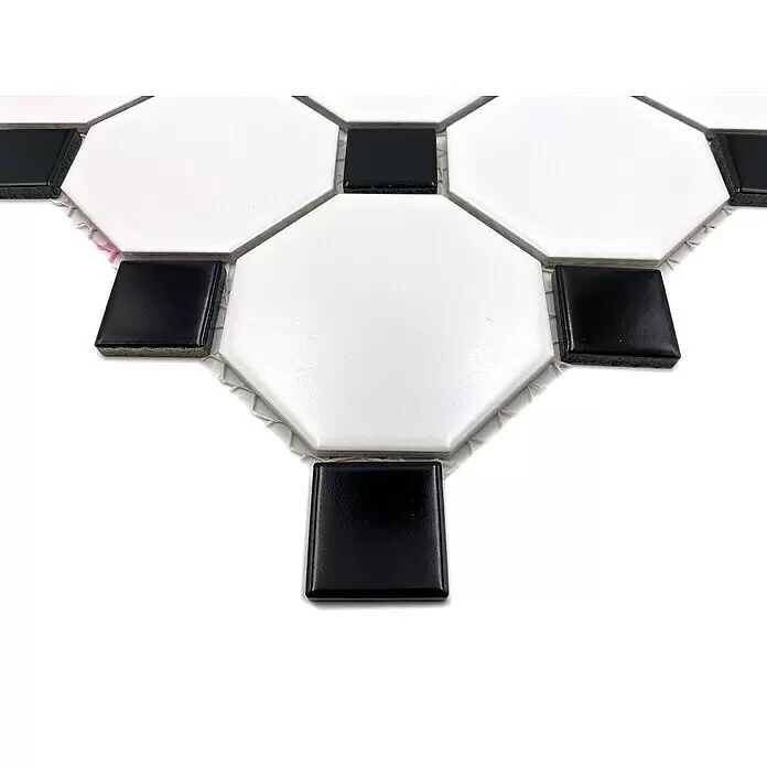 Mosaikfliese OCTA G 948N - 30 x 30 cm, Weiß/Schwarz, Matt - Detailaufnahme