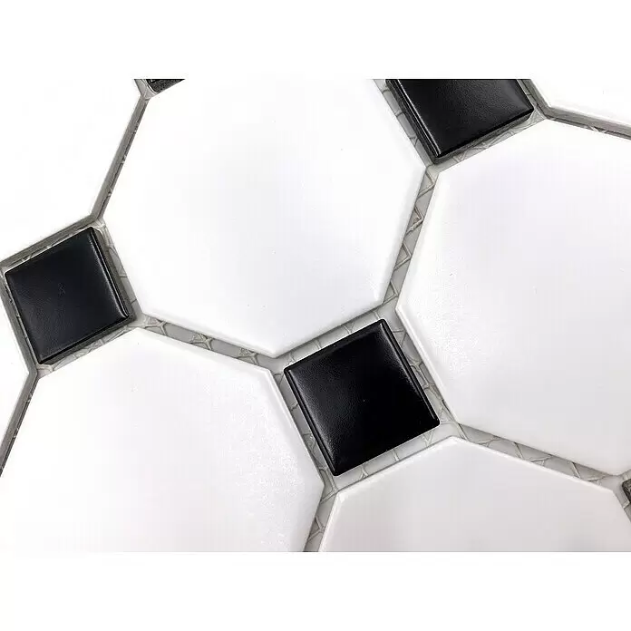 Mosaikfliese OCTA G 948N - 30 x 30 cm, Weiß/Schwarz, Matt - Detailaufnahme