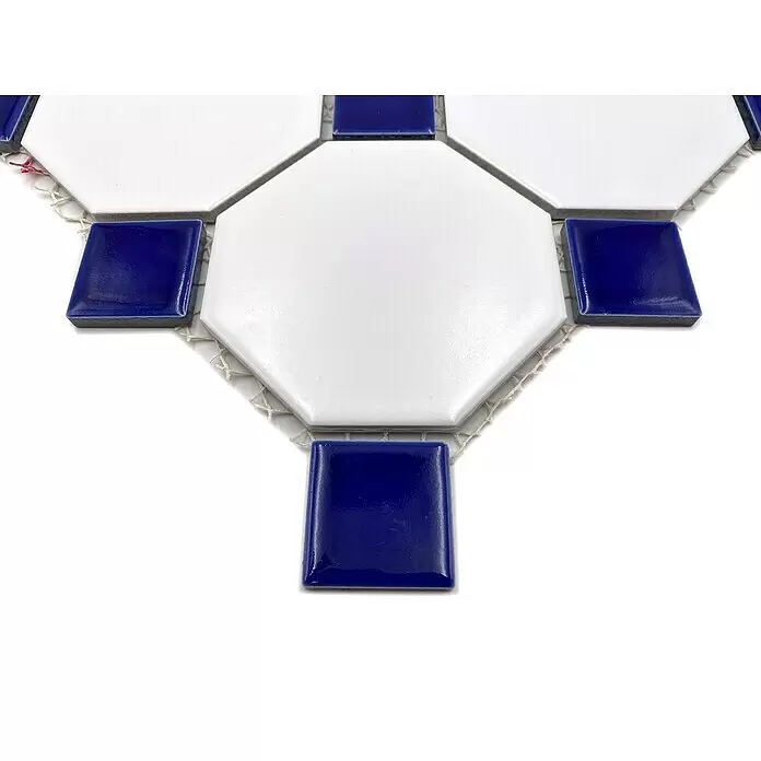 Mosaikfliese OCTA G 944N - 30 x 30 cm, Weiß/Blau, Matt - Detailaufnahme