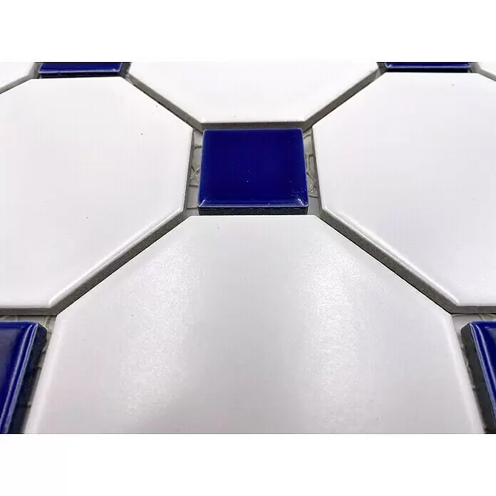Mosaikfliese OCTA G 944N - 30 x 30 cm, Weiß/Blau, Matt - Detailaufnahme