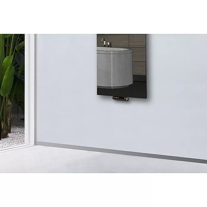 Szagato Designheizkörper Montevideo - B x H: 470 x 1.200 mm, Wärmeleistung bei Vorlauftemperatur von 75 °C (D: 50): 799 W, Silber, Mit 1 Handtuchhalter (50 mm) - Stimmungsaufnahme