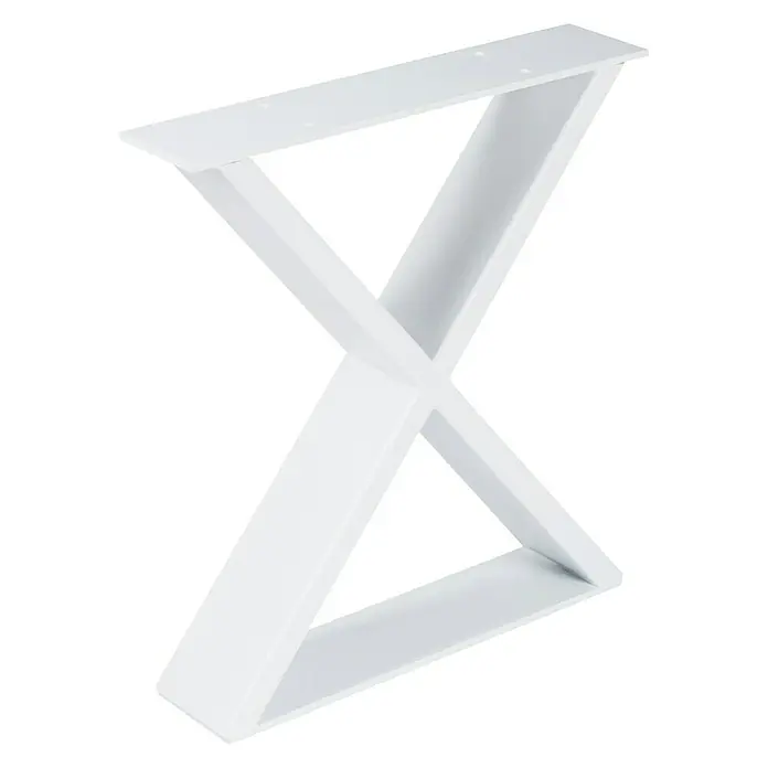 Tischgestell Strong - L x B x H: 38 x 8 x 38,2 cm, Traglast: 250 kg, Stahl, Weiß - Weiß lackierter, moderner Tischfuß in X-Form. Ideal für DIY-Projekte, um einzigartige Tische zu gestalten. Perfekt für Esszimmer oder Wohnzimmer.