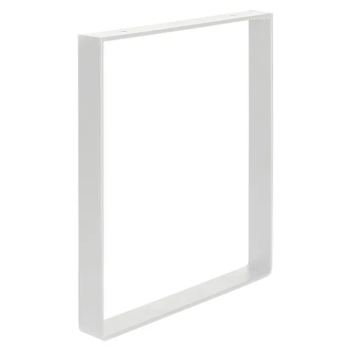 Möbelfuß Strong - L x B x H: 4 x 35 x 38,5 cm, Traglast: 250 kg, Stahl, Weiß - Eine Nahaufnahme eines rechteckigen, weißen Rahmens mit abgerundeten Ecken, der sich ideal für dekorative Zwecke eignet.