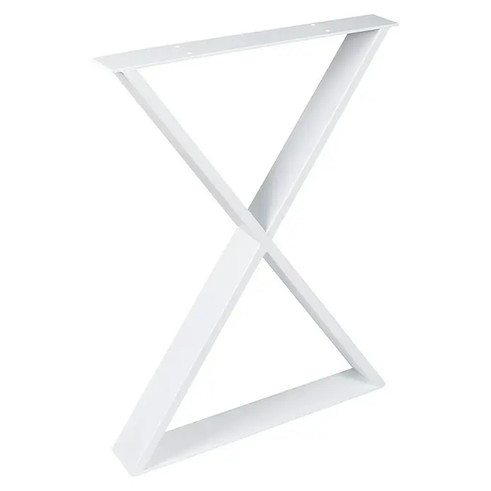 Tischgestell Strong - L x B x H: 58 x 80 x 71,2 cm, Traglast: 250 kg, Stahl, Weiß - Weiß lackiertes Tischbein mit X-förmigem Design. Diese Metallbasis ist ideal für die Herstellung eines modernen Tisches und bietet Stabilität.