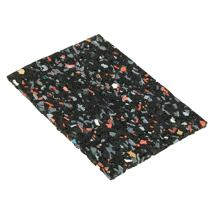 Unterkonstruktion-Auflagepad - 60 x 90 x 8 mm, 48 Stk. - Gummigranulatmatte mit bunten Sprenkeln auf schwarzem Grund für den Innen- und Außenbereich. Ideal als Fallschutz und Bodenbelag.