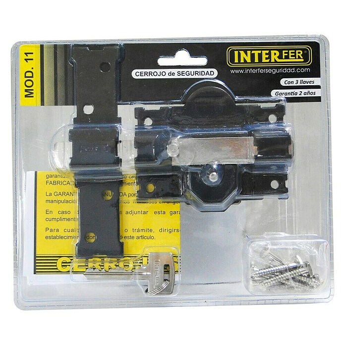 Interfer Cerrojo 11 (L x An x Al: 75 x 160 x 148 mm, Número de llaves: 3 ud., Negro) | BAUHAUS