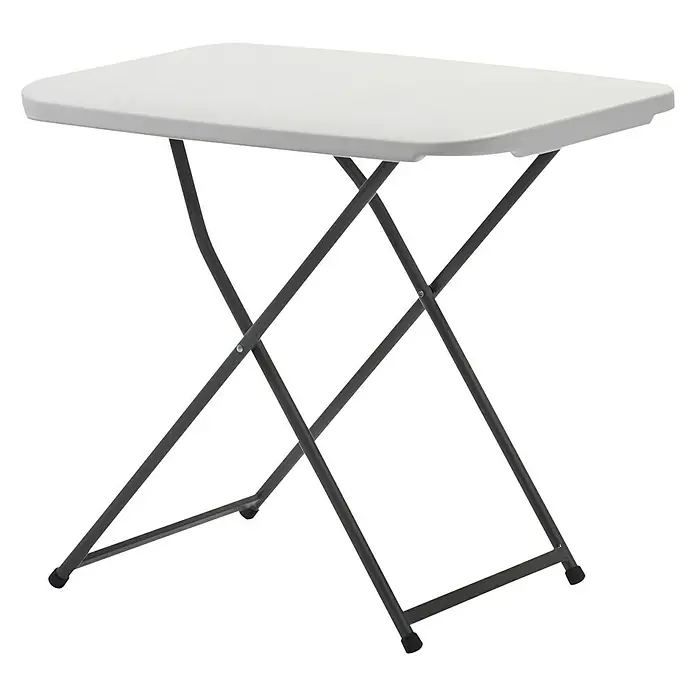 Mesa de jardín Alan - L x An x Al: 75 x 50 x 73 cm, HDPE/Acero, Blanco roto - Mesa rectangular plegable con estructura metálica gris y tablero blanco. Ideal para uso interior y exterior.