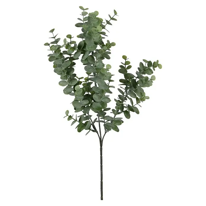 Kunstpflanze Eukalyptus - Höhe: 65 cm, Grün, Kunststoff - Künstlicher Eukalyptusstiel mit runden, grünen Blättern und einem schlanken, braunen Stiel, ideal zur Dekoration von Innenräumen.