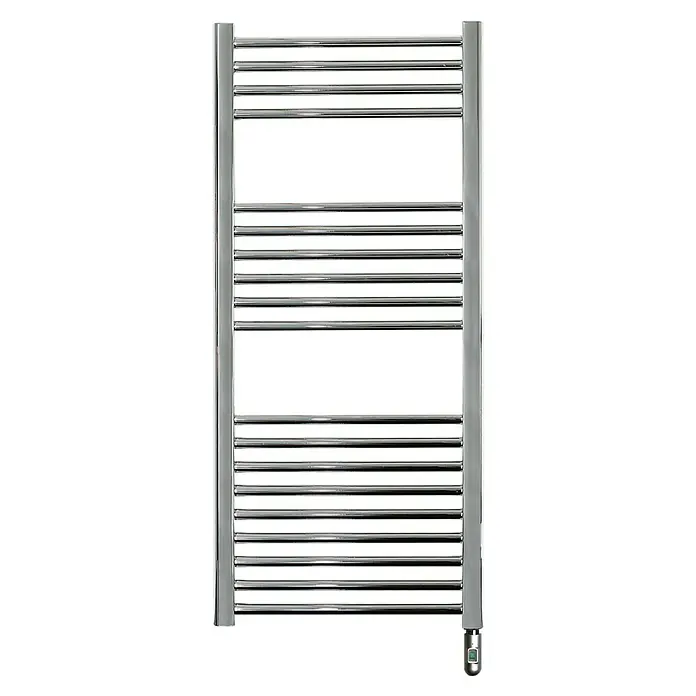 Rointe Radiador toallero eléctrico Elba Pro - An x Al: 50 x 112 cm, 300 W, Cromo - Toallero cromado pulido. El calentador está equipado con muchos tubos de calentamiento horizontales y soportes laterales.