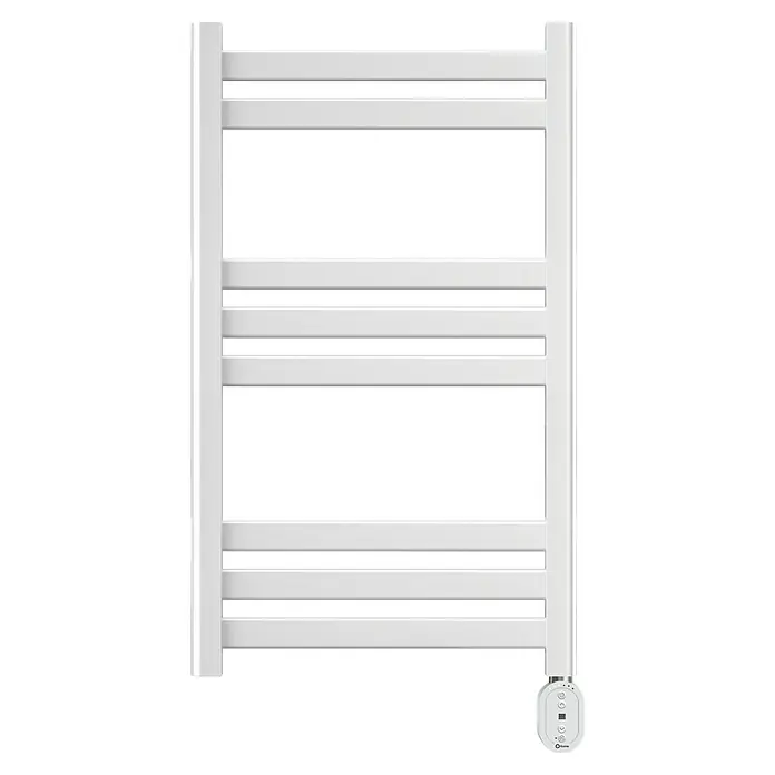 Rointe Radiador toallero eléctrico Lyon Oval - An x Al: 50 x 80 cm, Blanco - Toallero blanco con barras horizontales y un diseño rectangular, ideal para baños con espacio limitado.