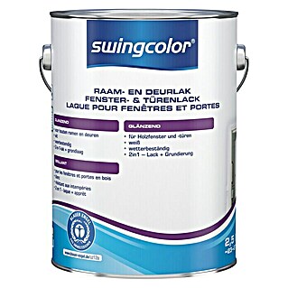 swingcolor Lak voor kozijnen en deuren 2 in 1 (Wit, 2,5 l, Glanzend)