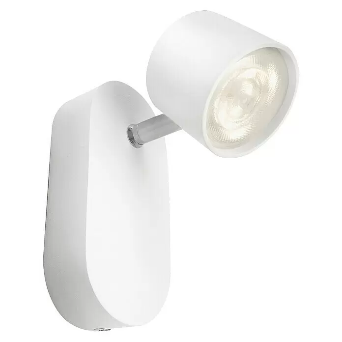 Philips LED-Wandstrahler myLiving - 3 W, L x B x H: 6 x 8,2 x 11,8 cm, Weiß, Warmweiß - Weißer verstellbarer Wandstrahler mit zylindrischem Kopf und ovaler Basis.