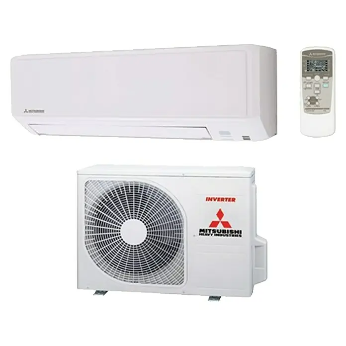 Mitsubishi Aire acondicionado Inverter DXK-12Z6-W1 12 - 3.700 W, 3.600 W, 25 m², Blanco - Aire acondicionado blanco Mitsubishi Heavy Industries con unidad exterior y control remoto.