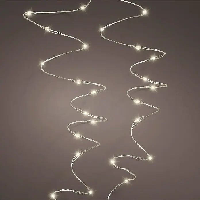 Guirnalda luminosa LED Cable - Para interior, Color de luz: Blanco cálido, Número de bombillas: 240 ud. - Dos guirnaldas de luces brillantes con LEDs blancos cálidos en cables delgados y sinuosos, perfectas para crear un ambiente acogedor.