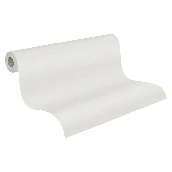 A.S. Création New Life Vliestapete mit leichter Schattierung - Weiß/Creme, Uni, 10,05 x 0,53 m - Eine Rolle einfarbige, weiße Vliestapete für die Wandgestaltung. Ideal für kreative Innenräume und Renovierungen.