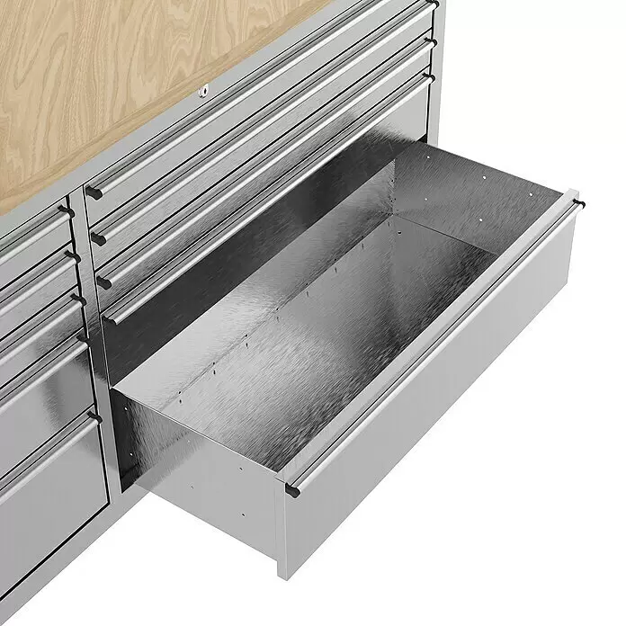 Güde Werkstattwagen GW 10 INOX - L x B x H: 493 x 1.435 x 905 mm, Anzahl Schubladen: 10 Stk., Silber - Detailaufnahme