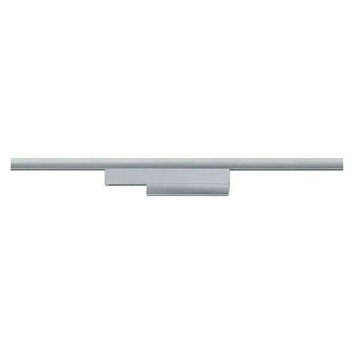 Paulmann URail Controlador - Potencia máx.: 50 W, Plástico, L x An x Al: 5 x 2 x 16,6 cm - Primer plano de una moderna lámpara de monitor plateada con un diseño elegante para montar en una pantalla para una iluminación óptima.