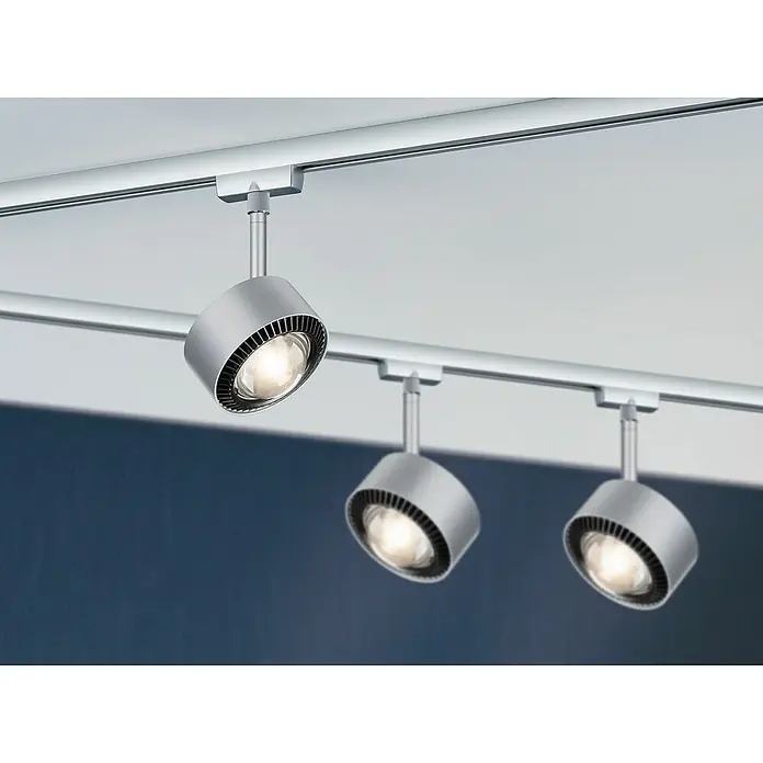 Paulmann URail Foco LED para riel Aldan - 9 W, Cromado mate, L x An x Al: 9,8 x 9,8 x 17 cm - Las modernas luces de techo con focos de carril plateados ofrecen una iluminación flexible y elegante para cualquier habitación.