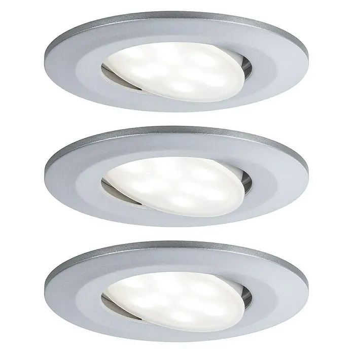 Paulmann LED-Einbauleuchten-Set Vali - 16,5 W, Chrom, 3 Stk., Warmweiß, IP65 - Drei LED-Einbaustrahler in Silber aufgereiht. Moderne und energieeffiziente Beleuchtung für den Innenbereich.